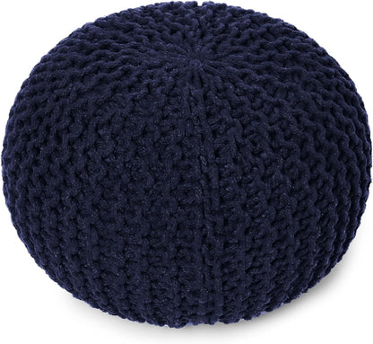REDEARTH Round Pouf Foot Stool Bean Bag Ottoman - Cable Knitted Cord Boho Pouffe - Poof Accent Bean