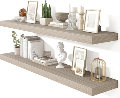 Heimlove 55 Inch Floating Shelves for Wall,10 Deep Large Grey Wall Shelf with Heavy Duty