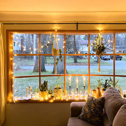 JMEXSUSS Connectable Warm White String Lights Indoor Bedroom, 8 Modes Christmas String Light Plug