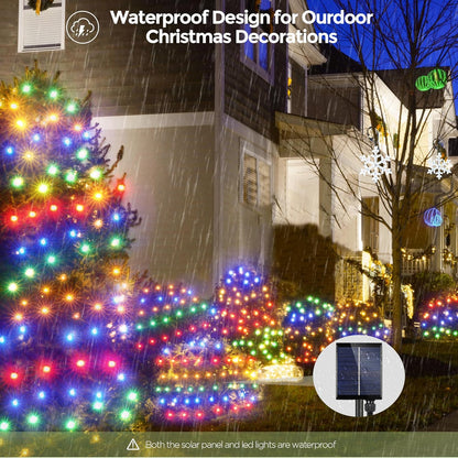 WBao Solar Christmas Lights Outdoor 200LED F8 Big Bulbs, 8.4ft x 5.2ft Christmas Net Lights with