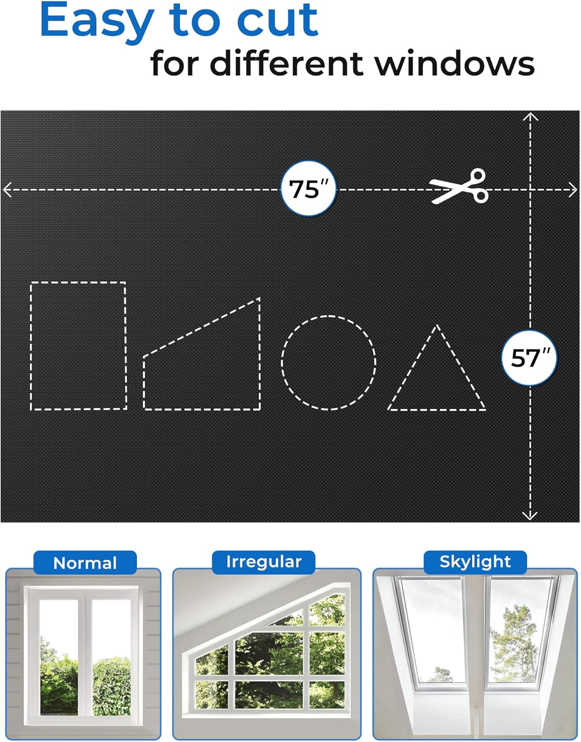 Sumobaby 75"x57" Portable Blackout Curtains, Blinds for Windows with Hook & Loop Tapes, 100%