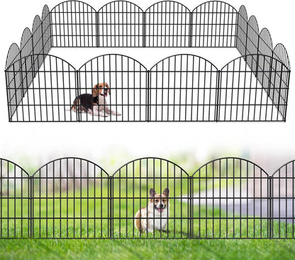 Metal Garden Fence 28in (H) x 37.3ft (L), 16 Panels + 17 Stakes Dog Fences Border Fence Animal