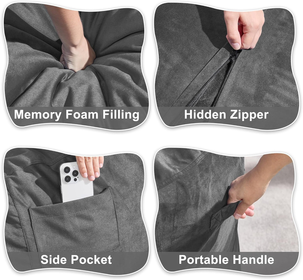 Hobestluk 3FT Bean Bag Chair Giant Bean Bag Chairs for Adults Large Bean Chairs with Removable