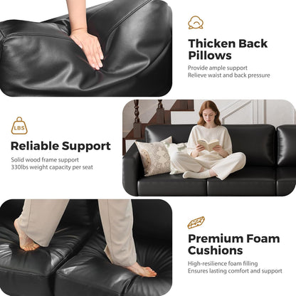 Faux Leather Oversized Accent Chair with Storage Deep Seat Single Sofa Large Reading Armchair for
