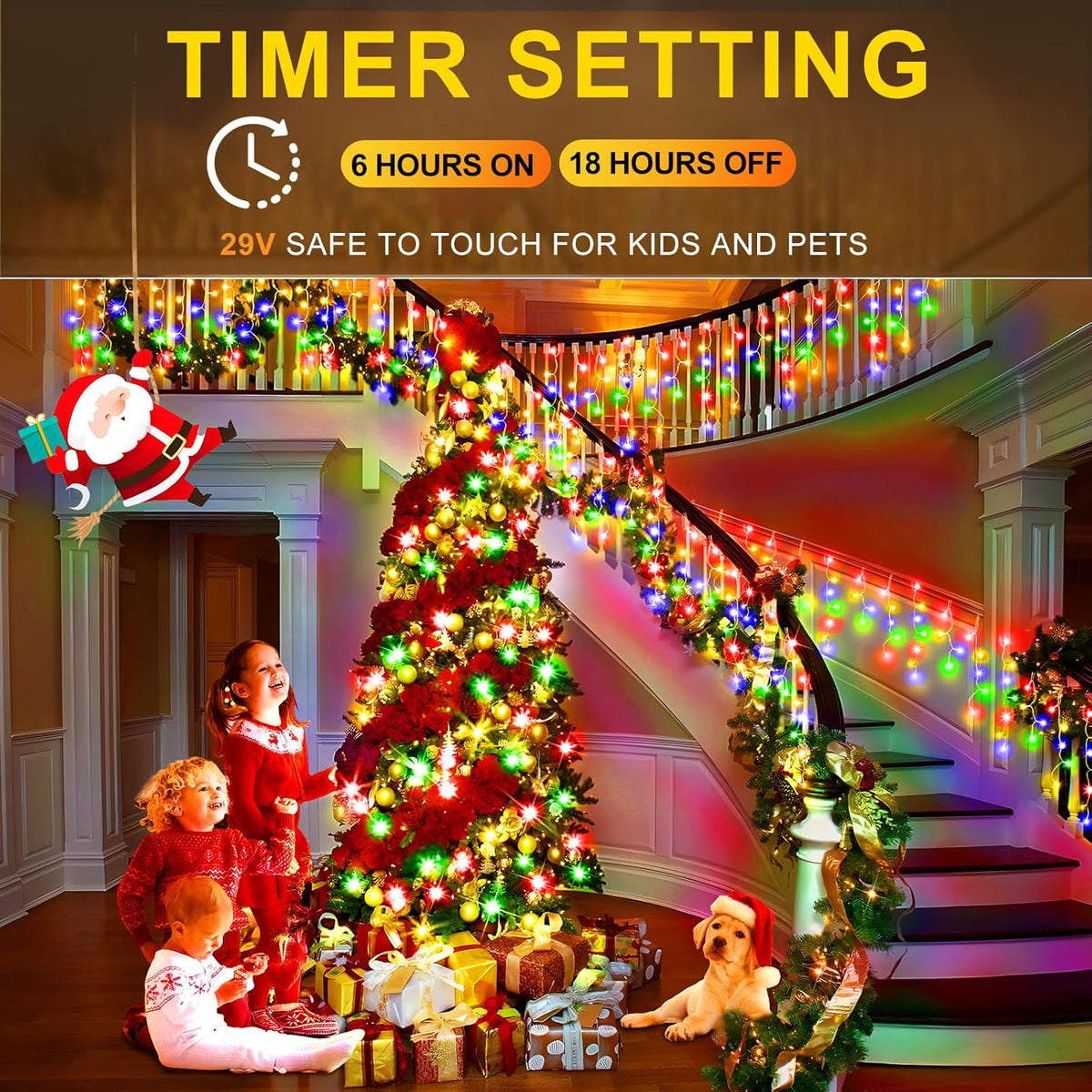 KNONEW 164FT 1600 LED Christmas Lights Outdoor Decoration Multicolor with 320 Drops, 8 Modes Timer