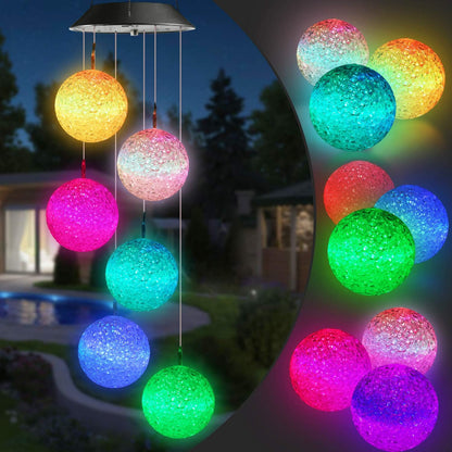 Toodour Solar Wind Chime, Color Changing Ball Wind Chimes, LED Decorative Mobile, Gifts for Mom