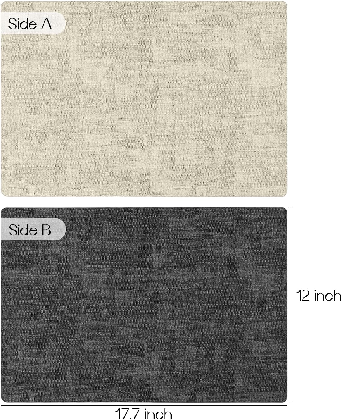 Romanstile Reversible Vinyl Placemats Set of 6, Faux Leather 100% Waterproof Oil-Proof Wipeable