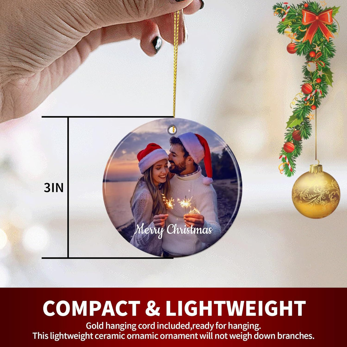 Personalized Christmas Ornaments, Custom Photo & Text 2025 Christmas Tree Ornament, Ideal for Xmas
