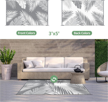 GENIMO Outdoor Rug 3' x 5' Waterproof for Patios Clearance, Reversible Outdoor Plastic Straw