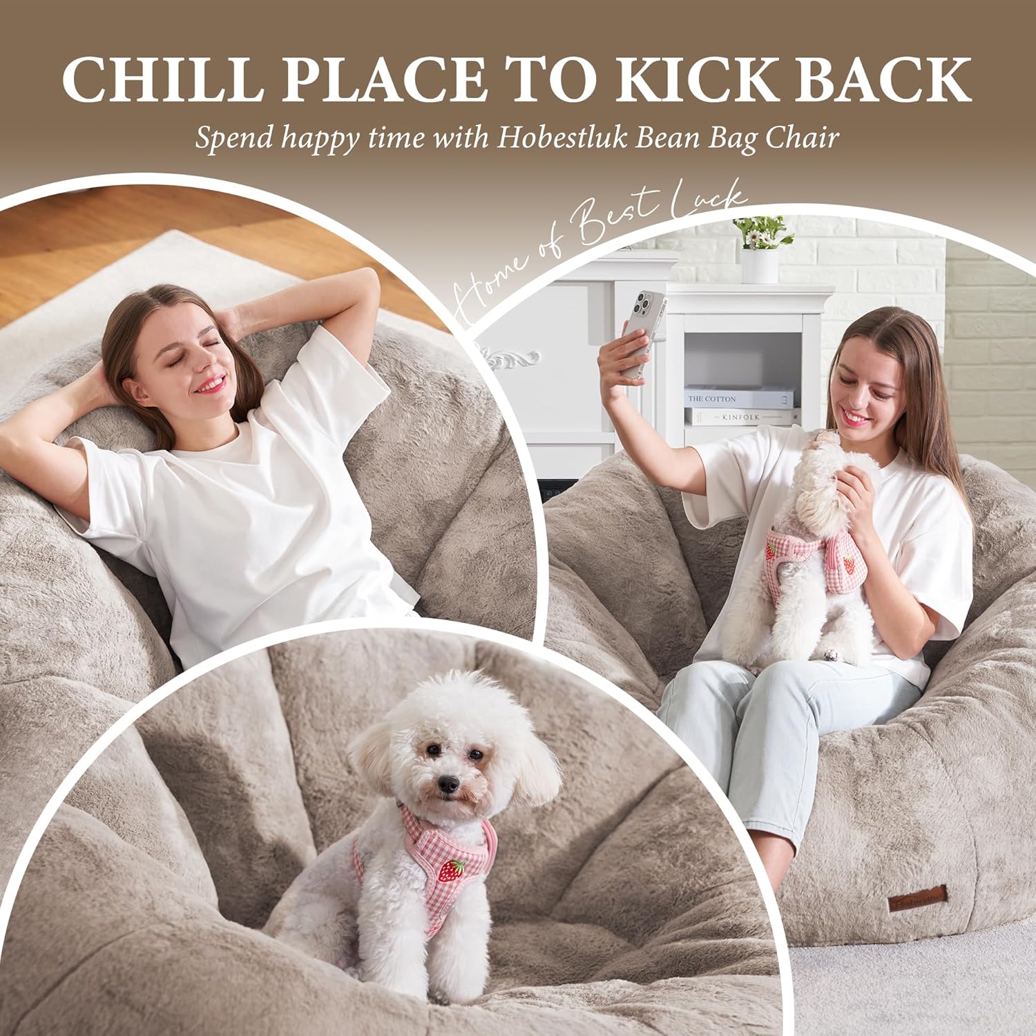 Hobestluk Bean Bag Chairs Large Bean Bag Couch for Adults Stuffed Sofa Chair Comfy Giant Bean Bag