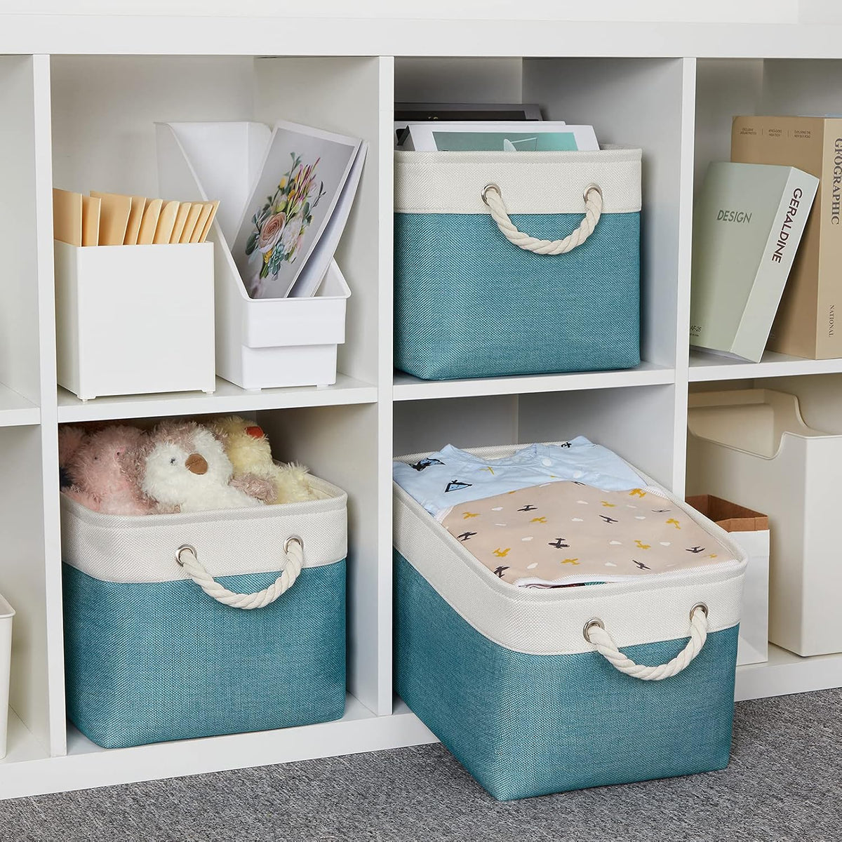 Bidtakay Basket Storage Bins with Handles Fabric Large Storage Baskets for Organizing Set of 3