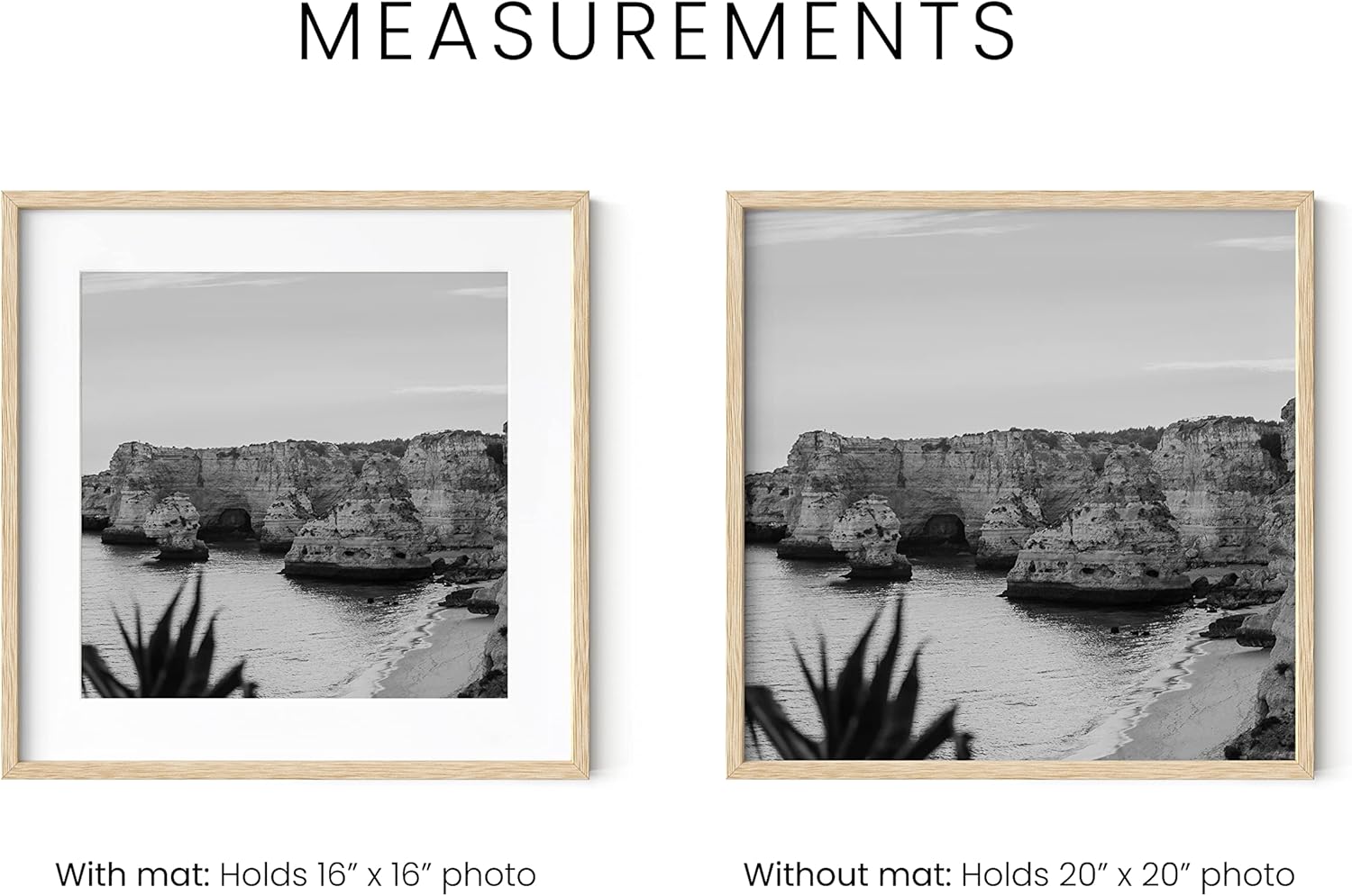 HAUS AND HUES Solid Oak Wood 20”x20” Picture Frames Matted to 16”x16” Set of 4 - Square Frames