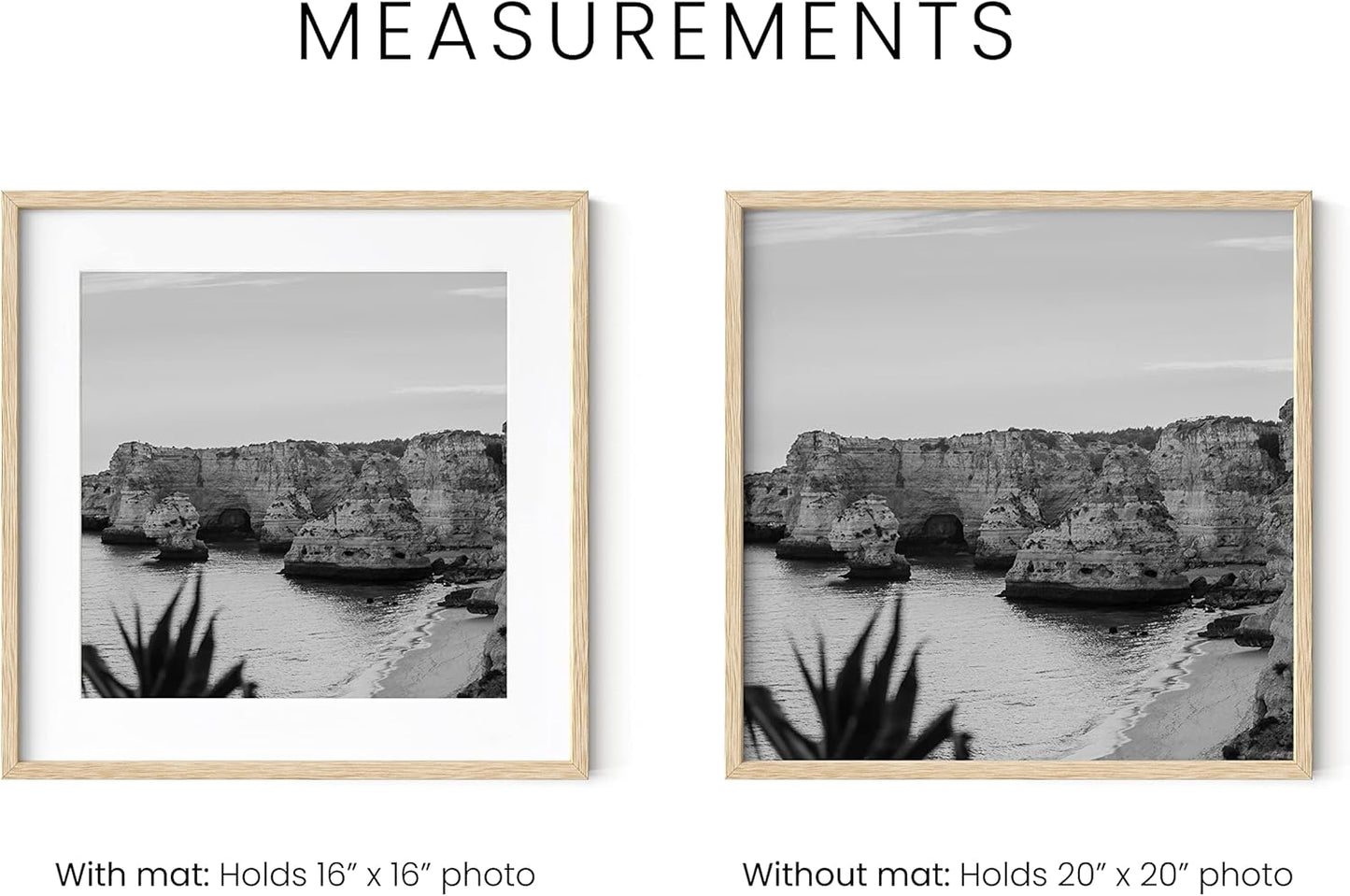 HAUS AND HUES Solid Oak Wood 20”x20” Picture Frames Matted to 16”x16” Set of 6-20x20 Wooden Gallery