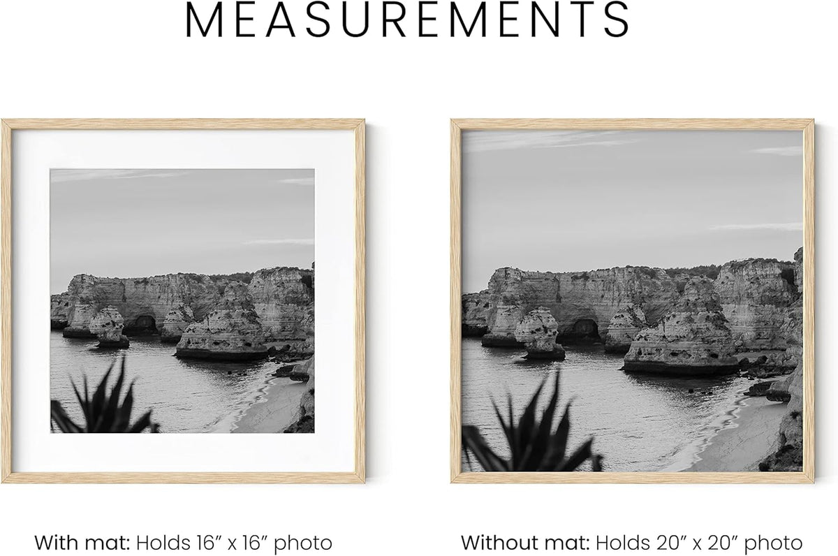 HAUS AND HUES Solid Oak Wood 20”x20” Picture Frames Matted to 16”x16” Set of 6-20x20 Wooden Gallery