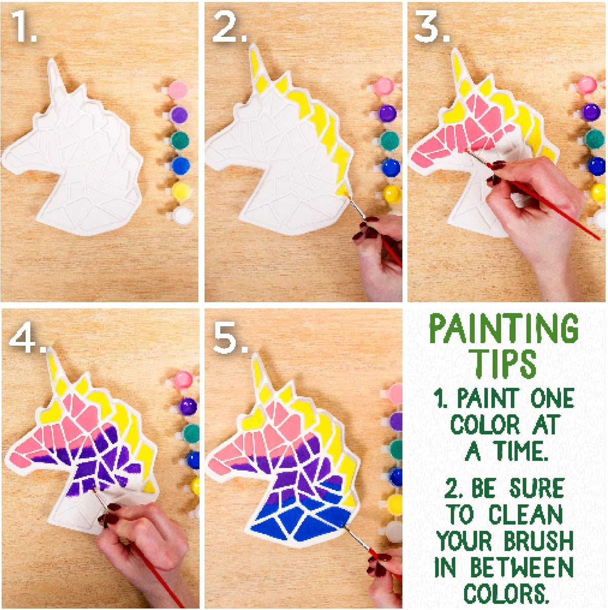 Creative Roots Mosaic Unicorn Stepping Stone, Includes 7-Inch Ceramic Stone & 6 Vibrant Paints, DIY
