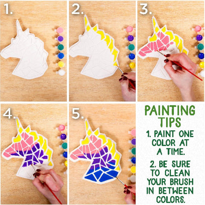 Creative Roots Mosaic Unicorn Stepping Stone, Includes 7-Inch Ceramic Stone & 6 Vibrant Paints, DIY