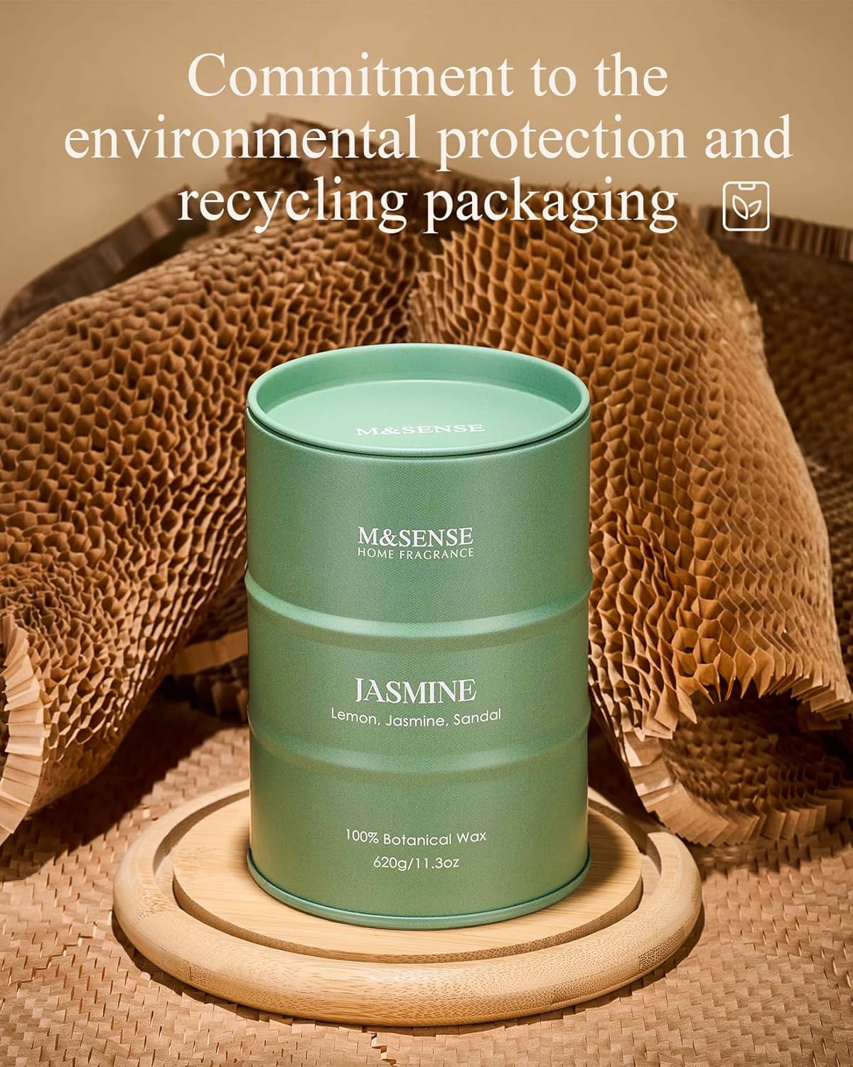 M&SENSE Jasmine Scented Candles Large, Natural Soy Candles 21.2oz 120 Hour Slow