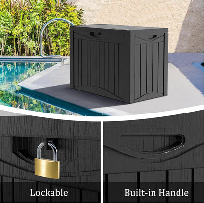 45 Gallon Lockable Resin Deck Box, Waterproof & UV-Resistant Outdoor Storage Box for Outdoor