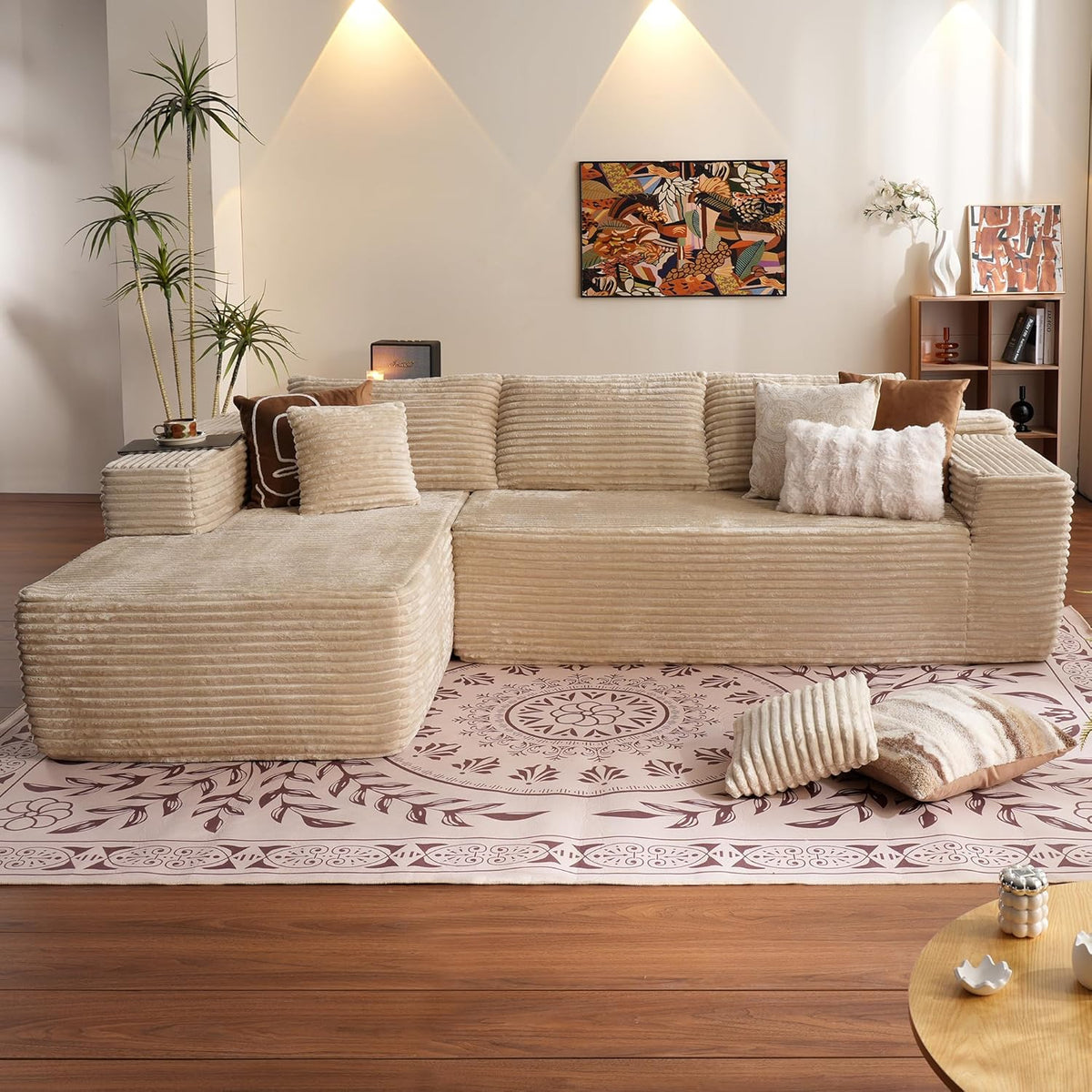 ovios 104" Cloud Sectional Couch with L-Shape Chaise,Modern Modular Sofa with Deep Seat