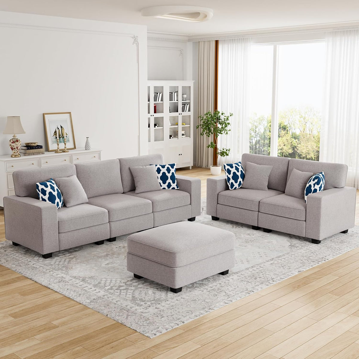 L Lengend Vansen Modular Sectional Sofa U Shaped Couch with Ottoman Modern Reversible Corner