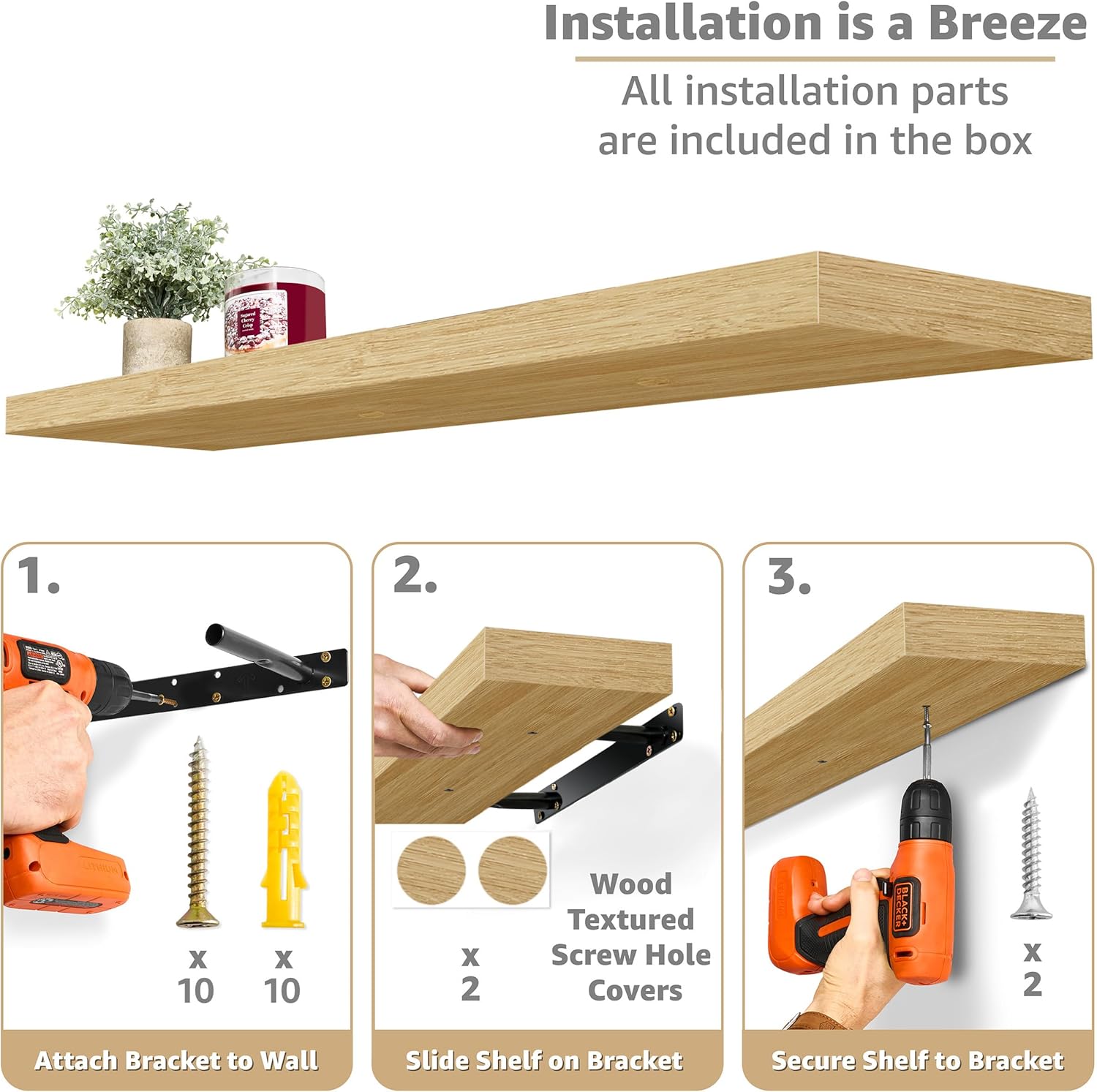 Sorbus Floating Shelves for Wall - 35 Inch Long Bathroom Shelves, Wall Decor for Bedroom, Kitchen