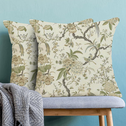 CXMEIFLY Spring Floral Birds Pillow Covers 24 x 24 Inch Set of 2 for Chinoiserie Flowers Decor