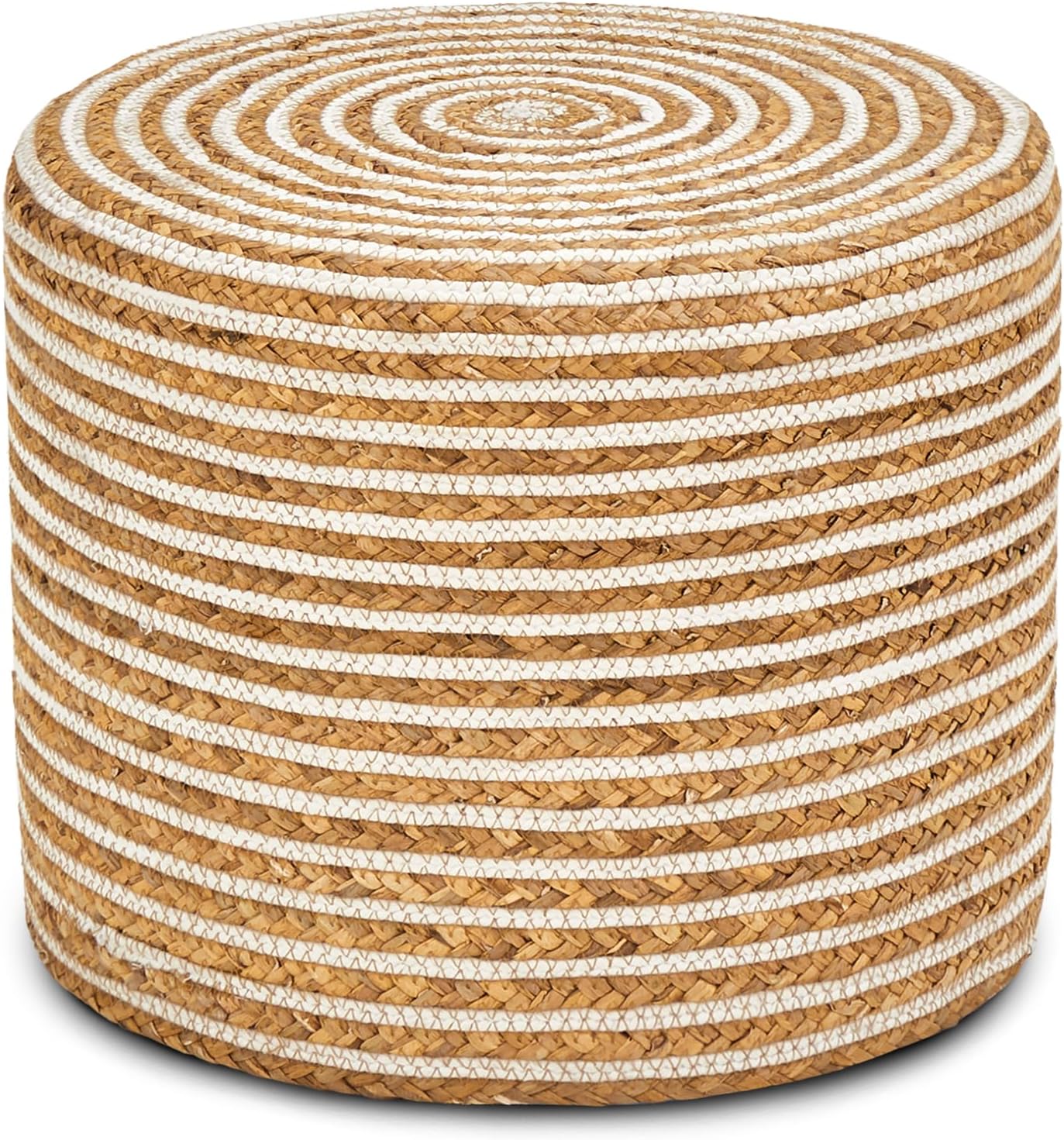 Wimarsbon 18'' Ottoman Pouf, Natural Braided Poof, Rustic Handweave Lounge Pouffe, Boho Footrest
