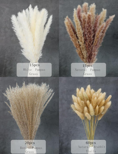 xin's convey 110pcs Dried Pampas Grass Decoration, Dried Flower Bouquet in Vase, Reed Grass Bouquet