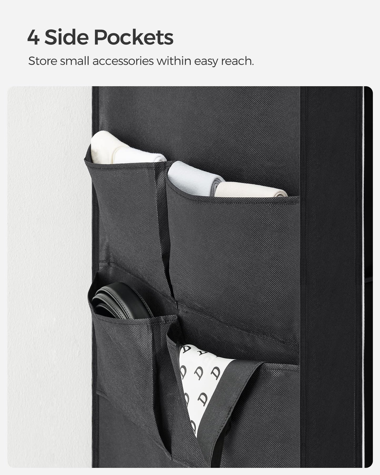 SONGMICS Portable Closet with Cover, 3 Hanging Rods and Shelves