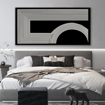 Large Abstract Wall Art Black And White Wall Art Geometric Line Wall Print Painting Artwork Canvas
