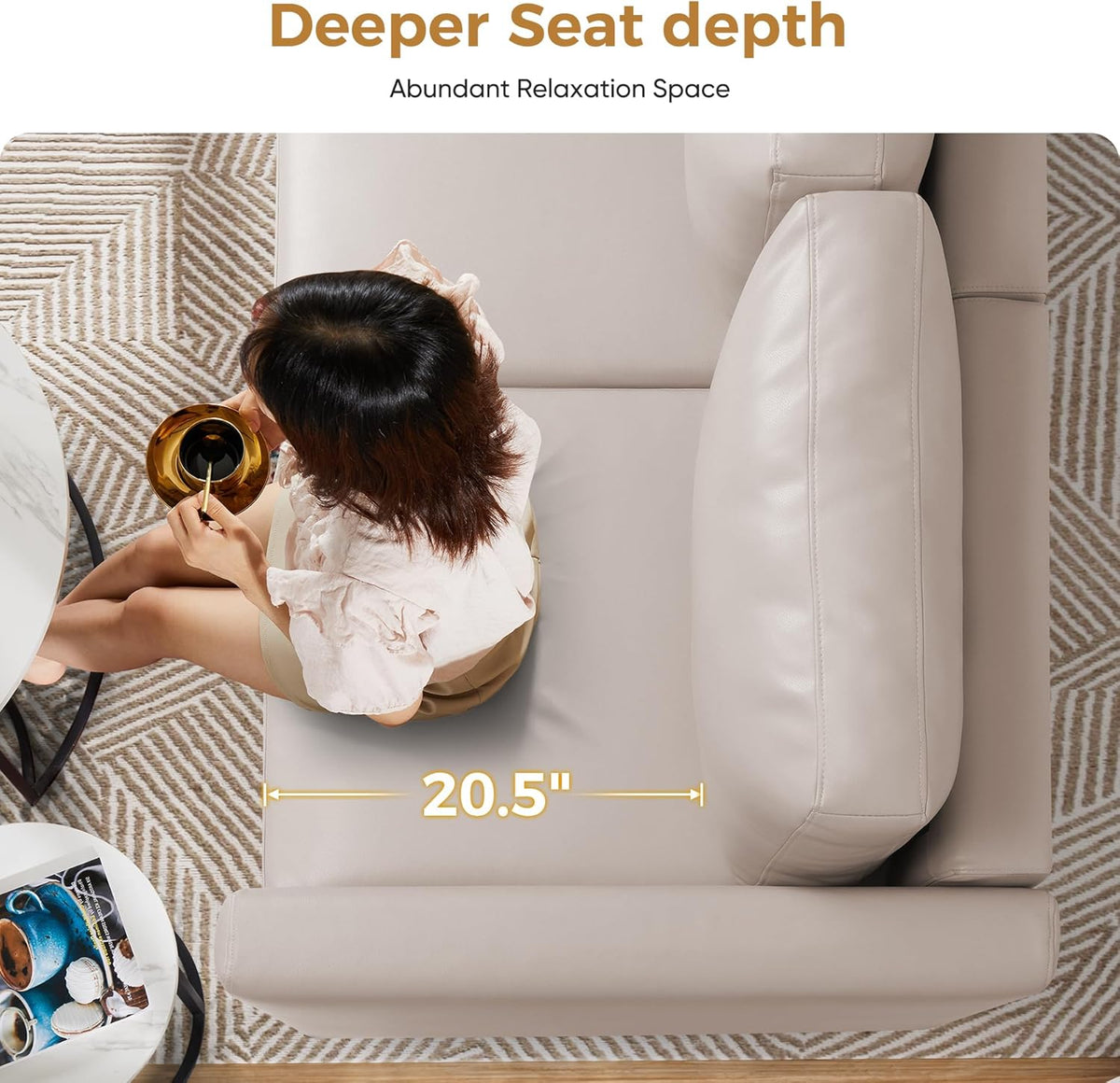 Faux Leather Oversized Accent Chair with Storage Deep Seat Single Sofa Large Reading Armchair for