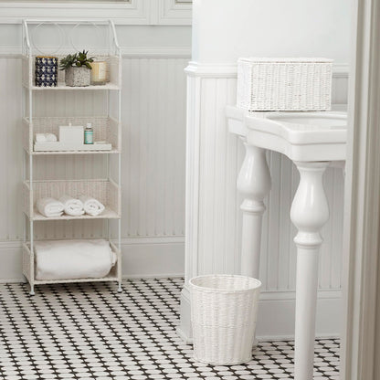 Household Essentials Small Wicker Basket with Lid, Multipurpose Storage Basket for Bathrooms