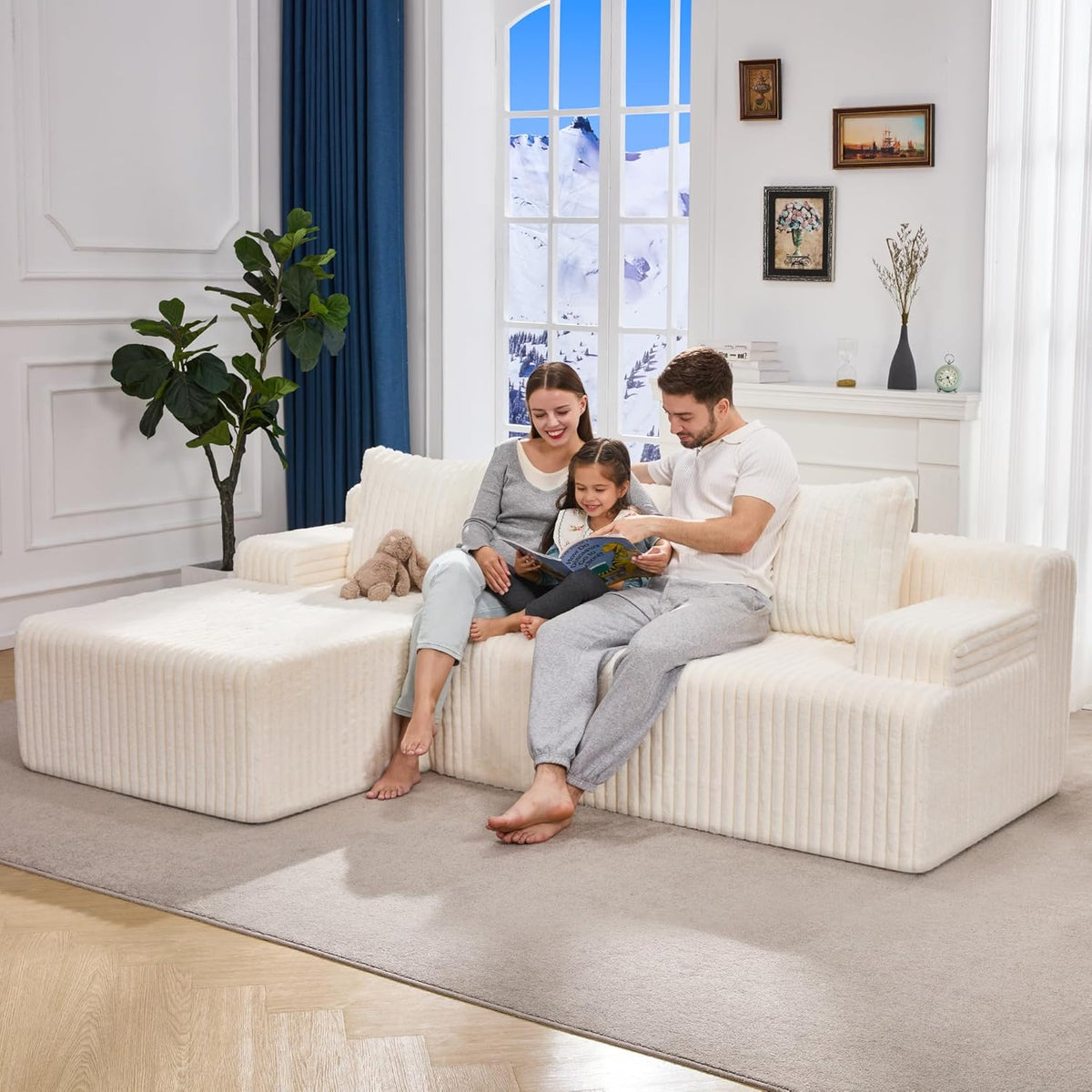 Hobestluk 96” Modular Sectional Sofa Couches L-Shape Couch 3 Seat Modular Sofa Memory Foam