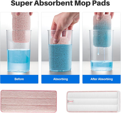 JOYMOOP Mop Replacement Pads, Reusable Microfiber Mop Pads for 13-inch Flat Mop and Mop Bucket Set