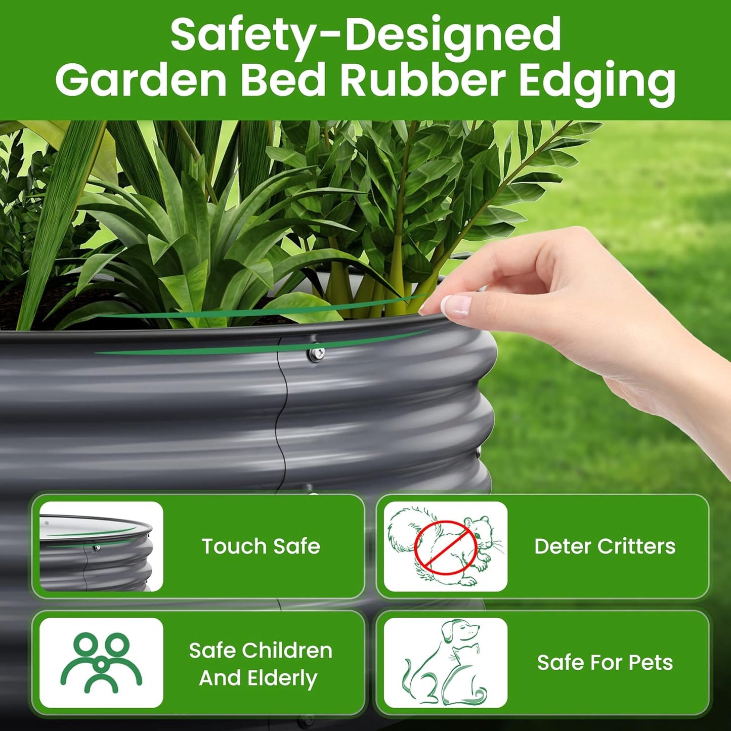 Round Raised Garden Beds, 42''x42''x17''Outdoor Galvanized Garden Planter Box for Vegetable Fruits