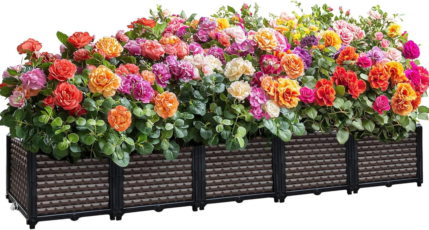 Large Planters for Outdoor Plants 14" Tall Planter Box, Raised Beds for Gardening Self Watering
