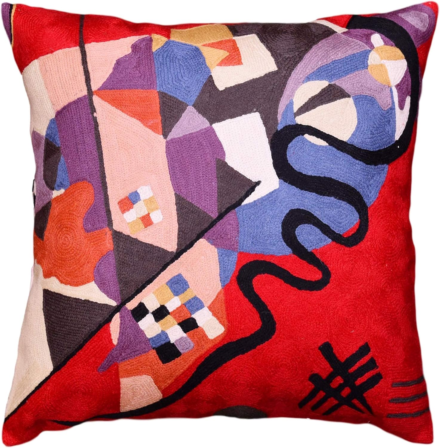 Kandinsky Modern Couch Pillow Cover - Red Flow | Abstract Pillows | Mid Century Chair Cushions |