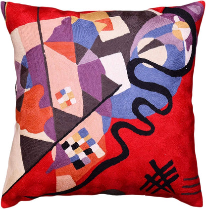 Kandinsky Modern Couch Pillow Cover - Red Flow | Abstract Pillows | Mid Century Chair Cushions |