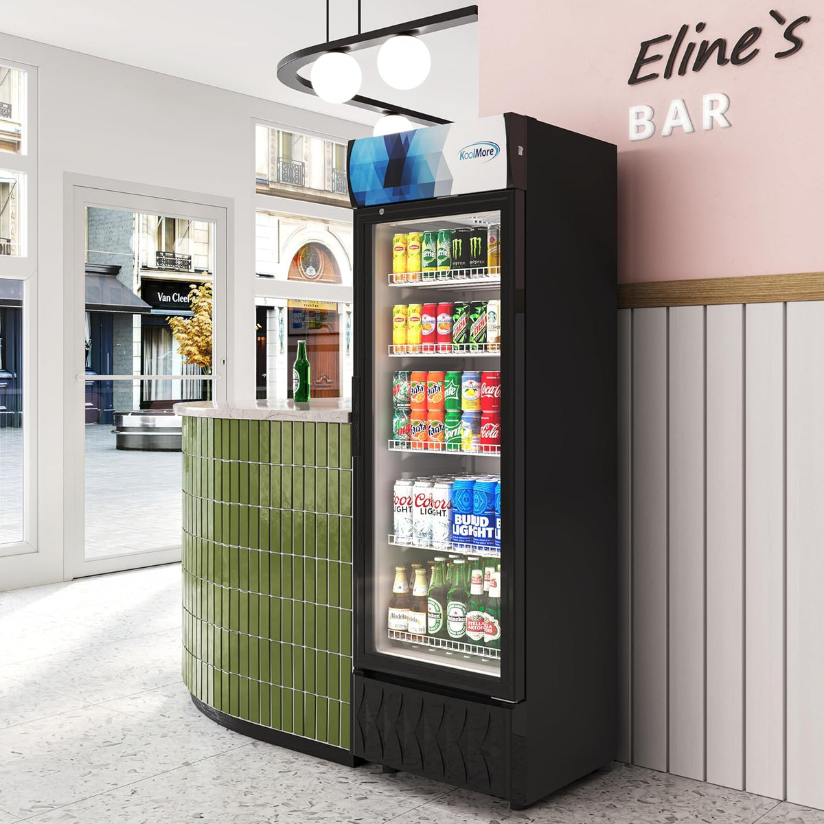KoolMore DGDR-1D-9C 22 in. 9 Commercial One Glass Door Beverage Display Merchandiser Refrigerator