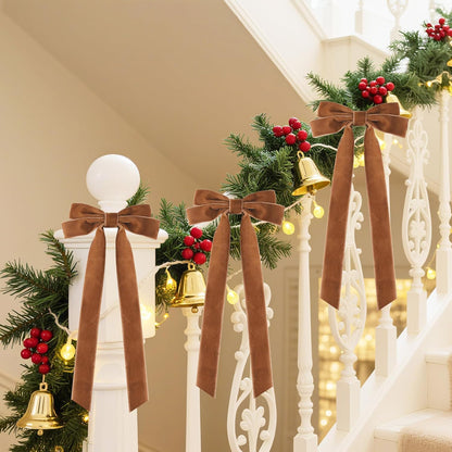 Senjie Velvet Large Christmas Bows for Staircase Garland Wreath, 20in x 8in Vintage Ribbon Bows