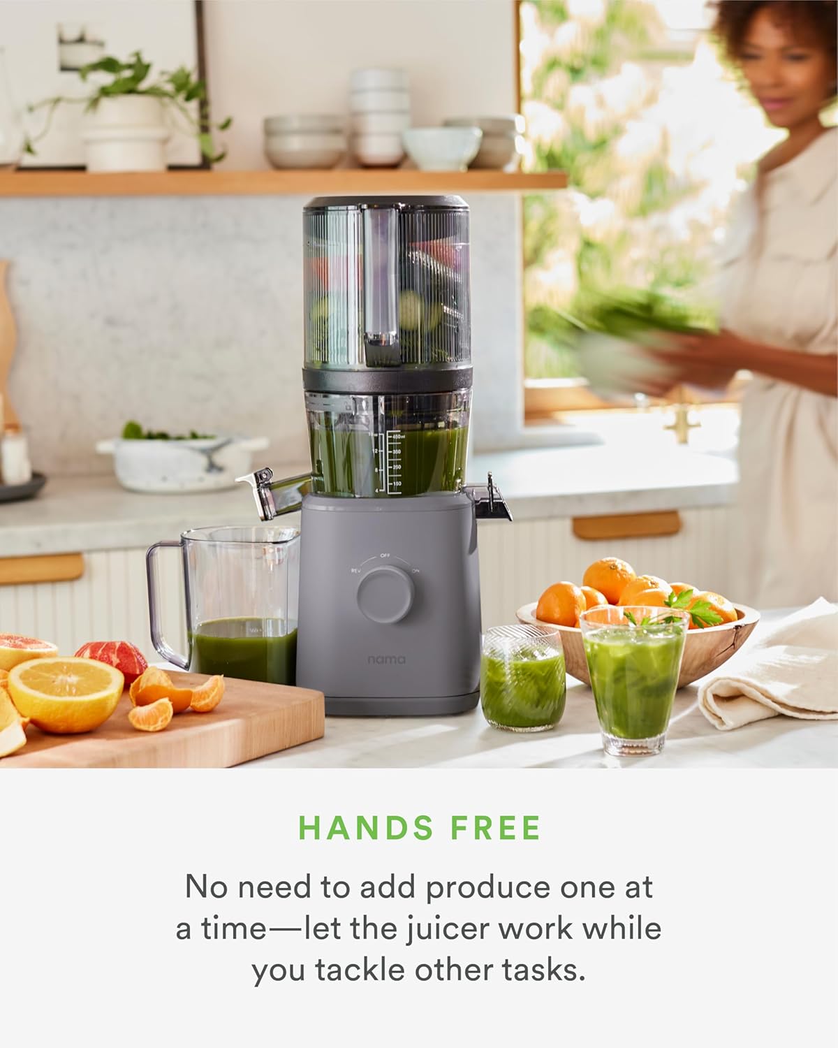 Nama J2 Cold Press Juicer – Self Feeding for Hands-Free Operation with Wide Mouth Hopper for Whole