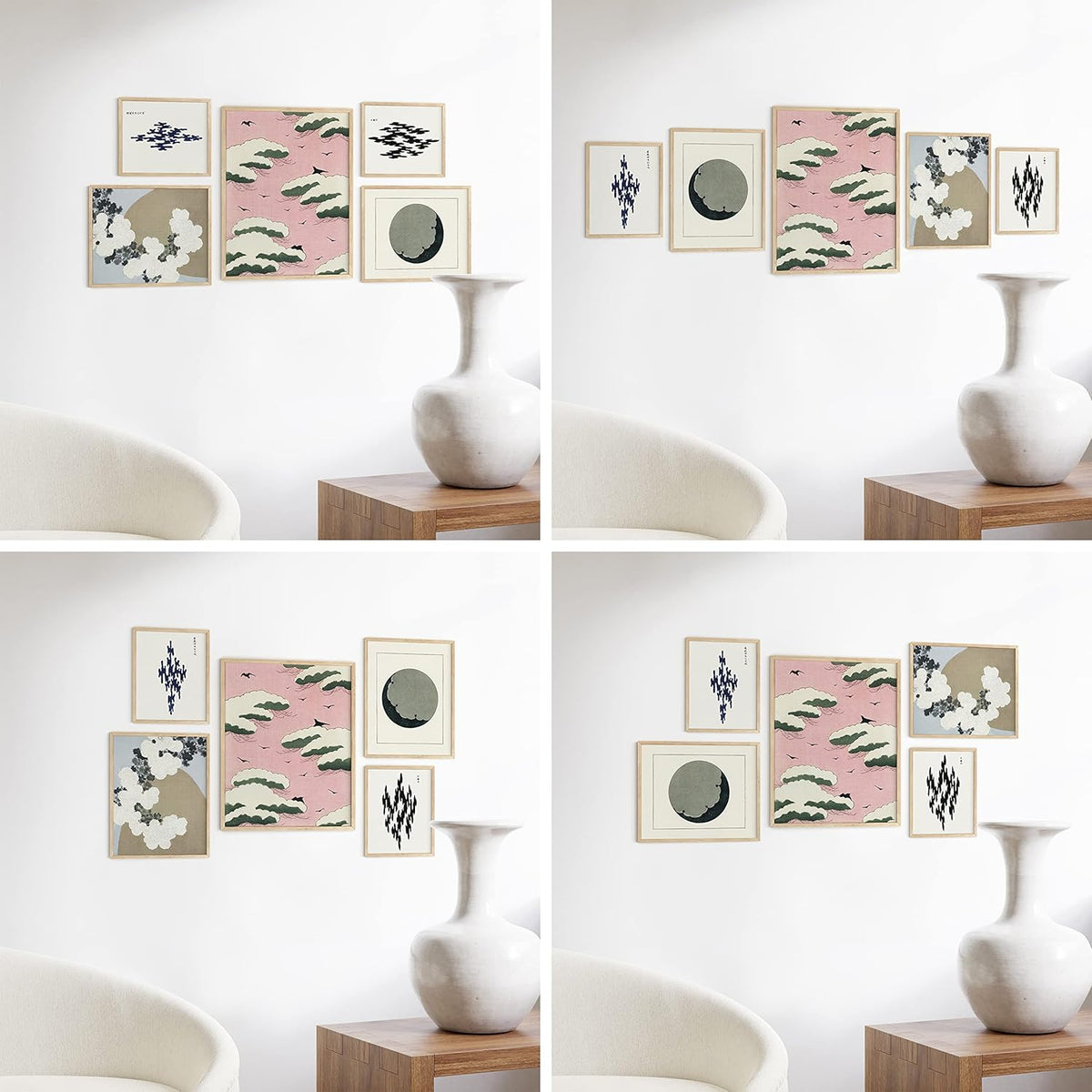 HAUS AND HUES Picture Frame Set - Set of 5 Wall Frames Collage Set, Collage Photo Frames, Natural