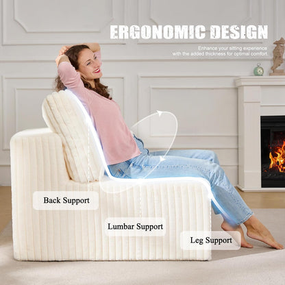 Single Sofa 1 Seat Couch with Deep Seat Memory Foam Cloud Chair with Pillows Large Sofa with L
