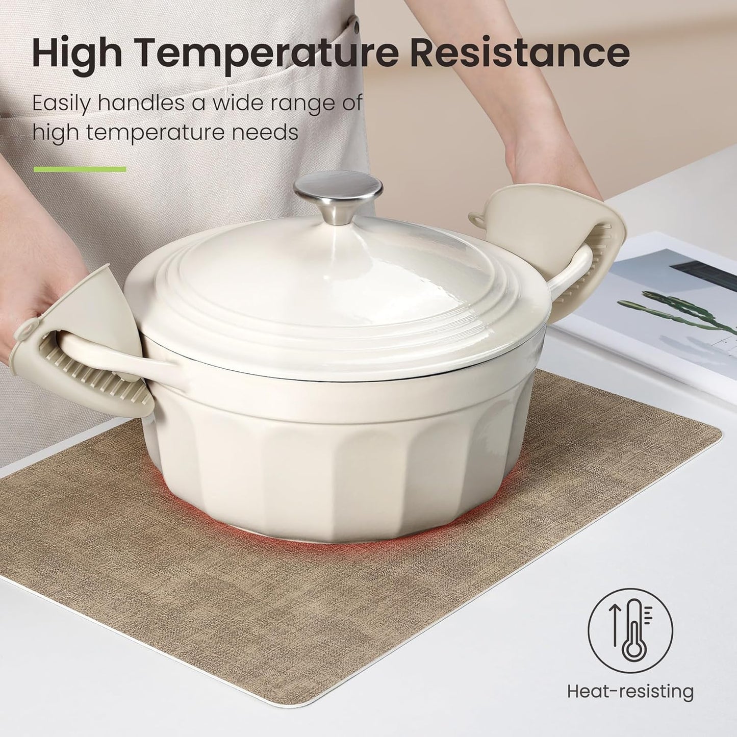 Faux Leather Dual Sided Placemats Set of 4, Square Non-Slip Heat Resistant Placemats with Coaster