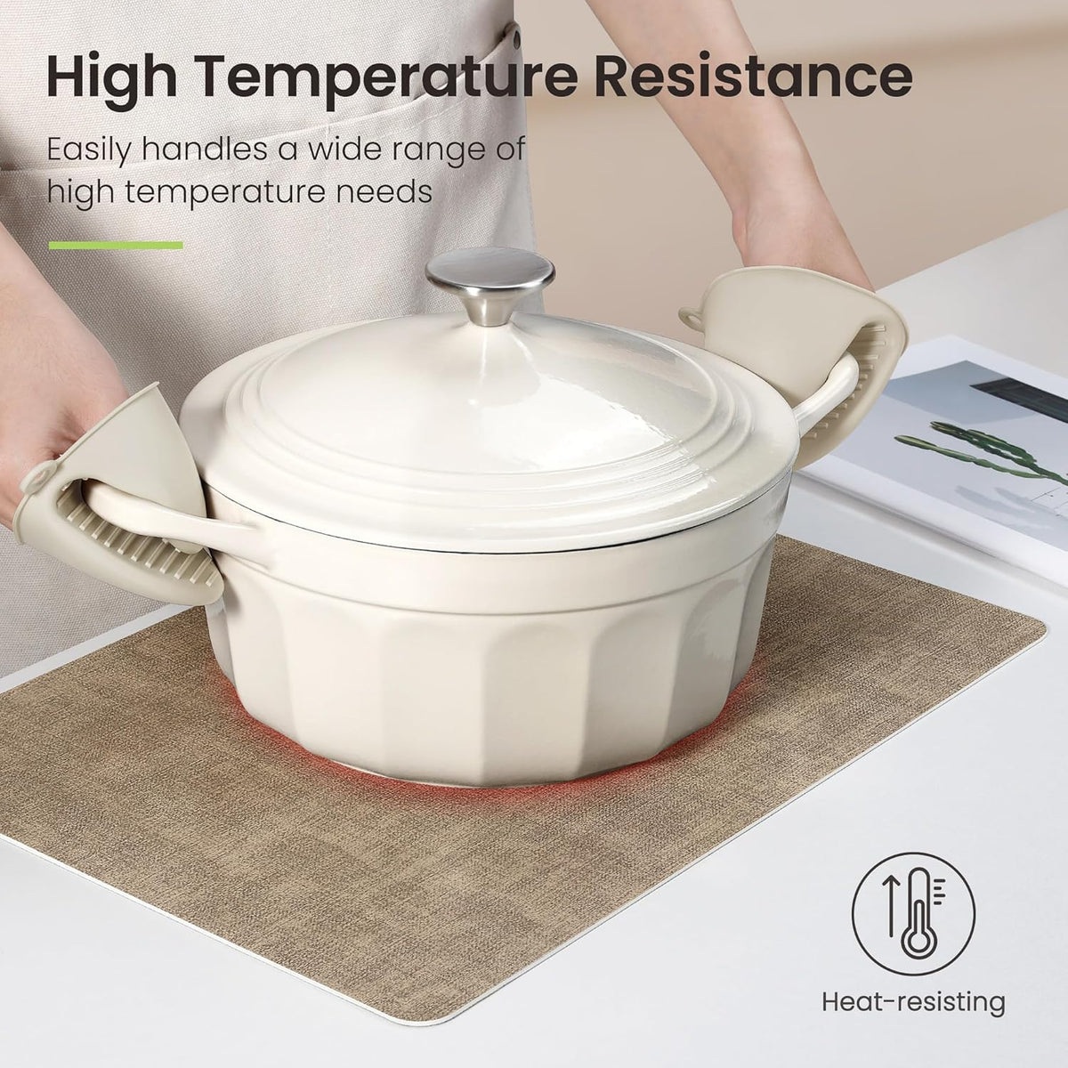 Faux Leather Dual Sided Placemats Set of 4, Square Non-Slip Heat Resistant Placemats with Coaster