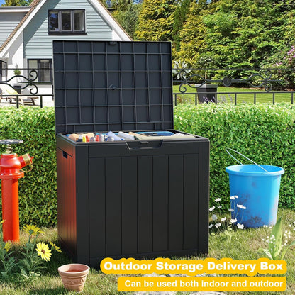 Vixzen 30 Gallon Resin Deck Box, Lockable Outdoor Storage Box for Patio Cushions Storage