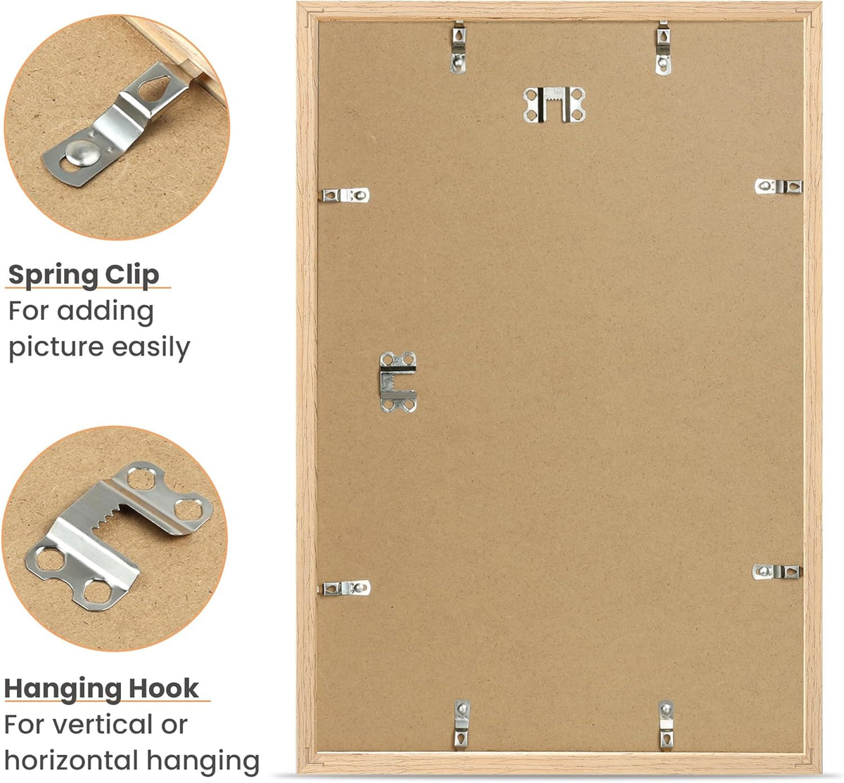upsimples 11x17 Picture Frame, Natural Solid Wood Picture Frames, Display 9x15 with Mat or 11 x 17