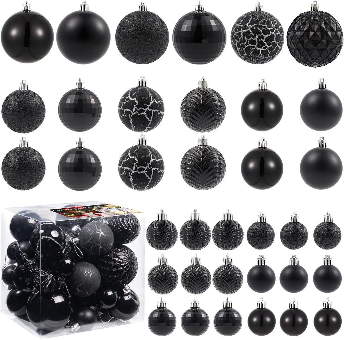 LANGXUN 36pcs Black Christmas Tree Decorations Balls, Bolas De Navidad, 2025 Christmas Decor