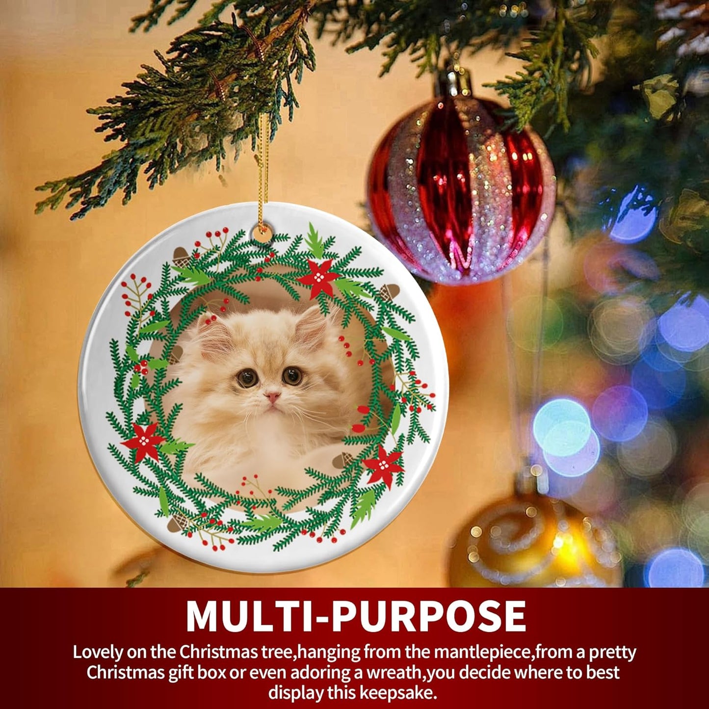 Personalized Christmas Ornaments, Custom Photo & Text 2025 Christmas Tree Ornament, Ideal for Xmas