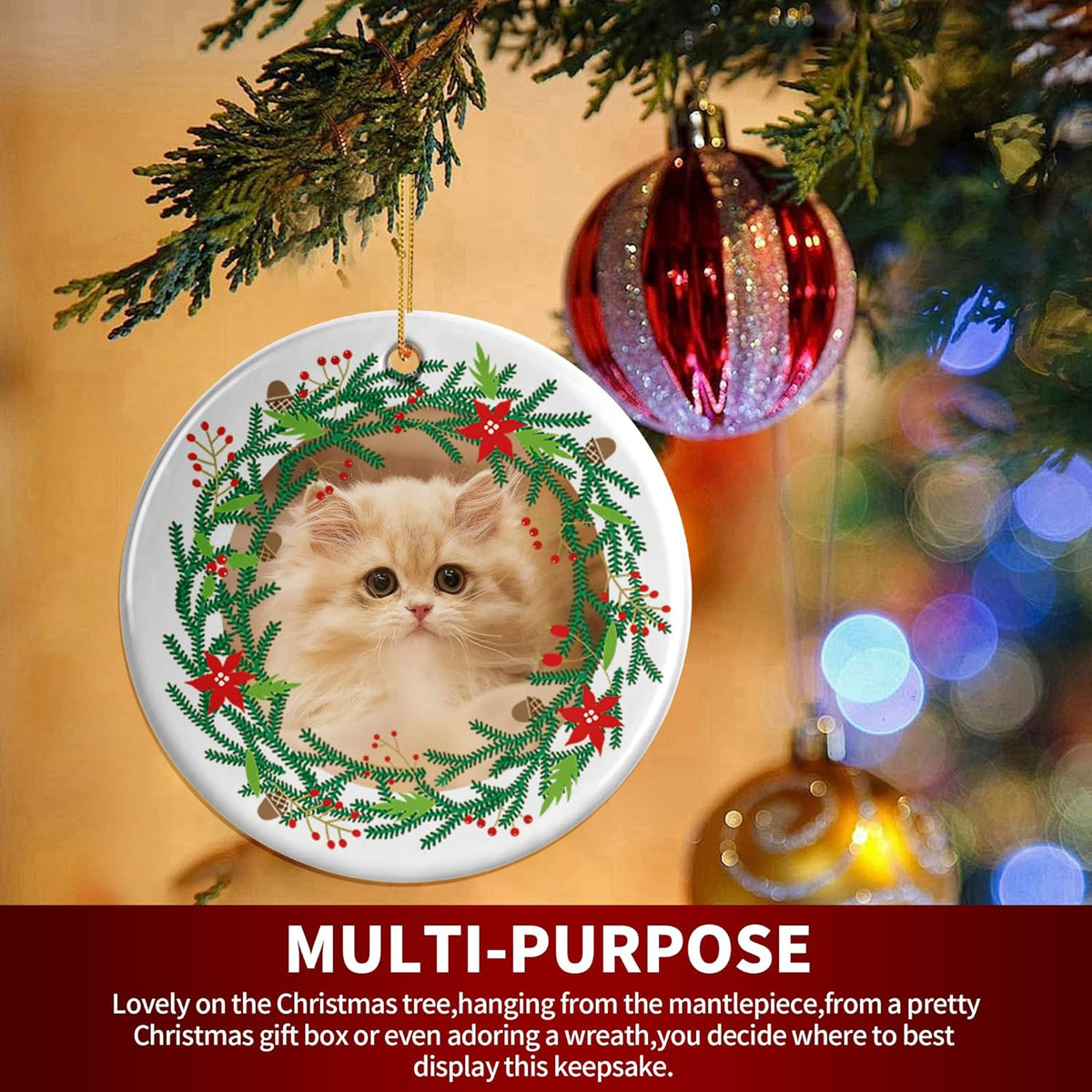 Personalized Christmas Ornaments, Custom Photo & Text 2025 Christmas Tree Ornament, Ideal for Xmas